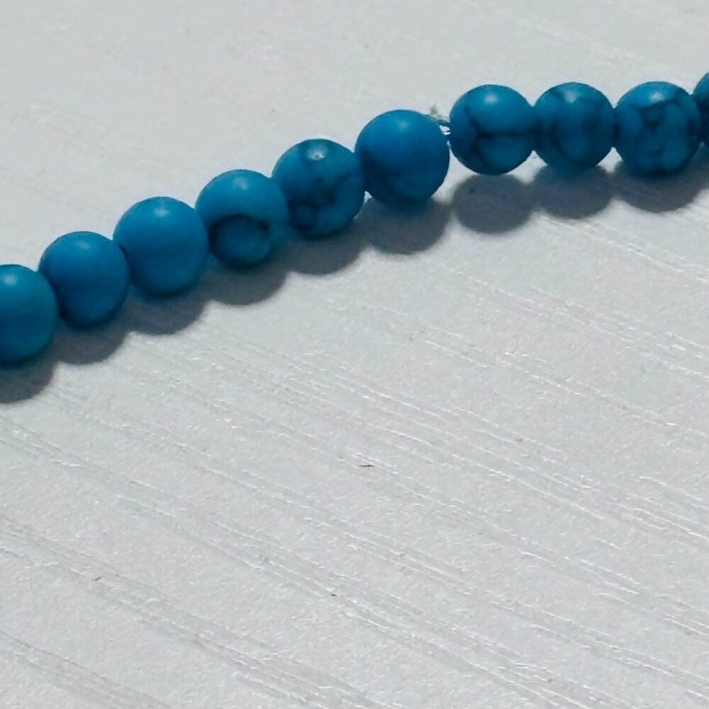 Turquoise Bead Choker Necklace Minimalist 16” Toggle Clasp - Picture 12 of 12